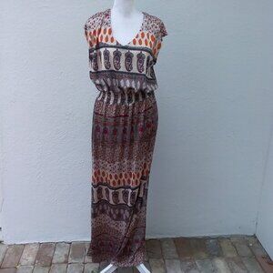 Cherish Dress Med Women's Paisley Print Knit Sleeveless Side Slits Elastic Waist